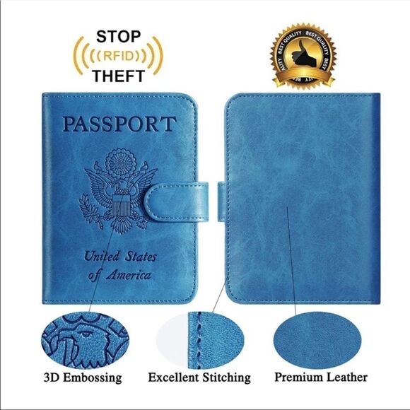 Passport Holder Cover Wallet RFID Blocking Leather - Picture 3 of 7